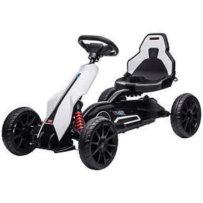 Go Kart Elétrico para Crianças Kart a Bateria 12V Velocidade Ajustável 3-5 km/h e Cinto de Segurança 100x58x58,5 cm Branco - Branco