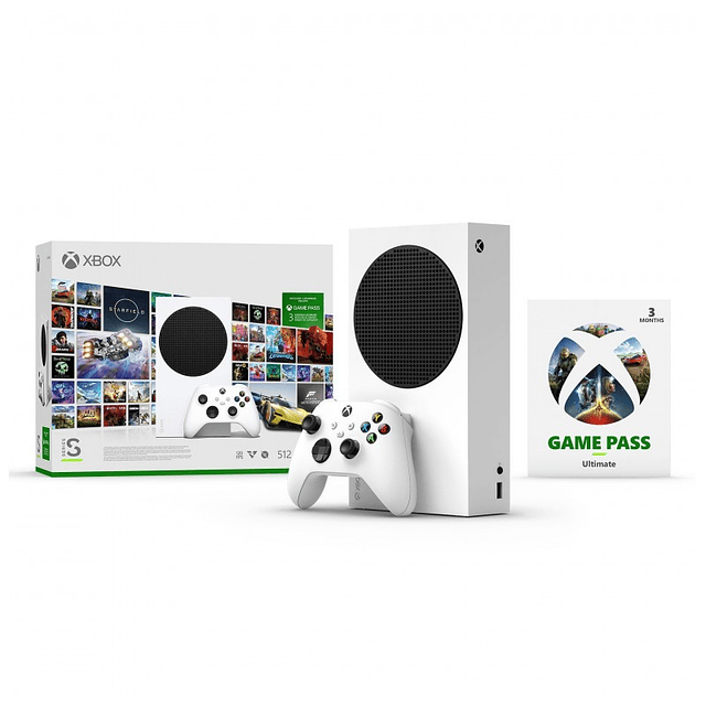 Consola Xbox Series S 512 GB blanca (paquete inicial) + 3 meses de Game Pass Ultimate