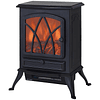 Lareira Elétrica Portátil Lareira Elétrica com Efeito de Chama Realista Potência 1000W/2000W 45x28,5x54cm Preto