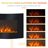 Chimenea Eléctrica de Pared con Efecto Llama Realista y Luces LED en 7 Colores Potencia 900W/1800W 65x11,4x52cm Negra