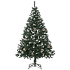 Artificial Christmas Tree 150cm with 676 Branches and 41 Pine Cones PVC Leaves with Snow Effect Foldable Base and Metal Support for Indoors Green