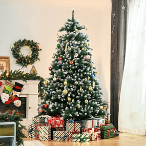 Árbol de Navidad de 210 cm, 2012 ramas con soporte de metal, árbol de Navidad artificial realista con punta blanca para interiores Φ130x210 cm