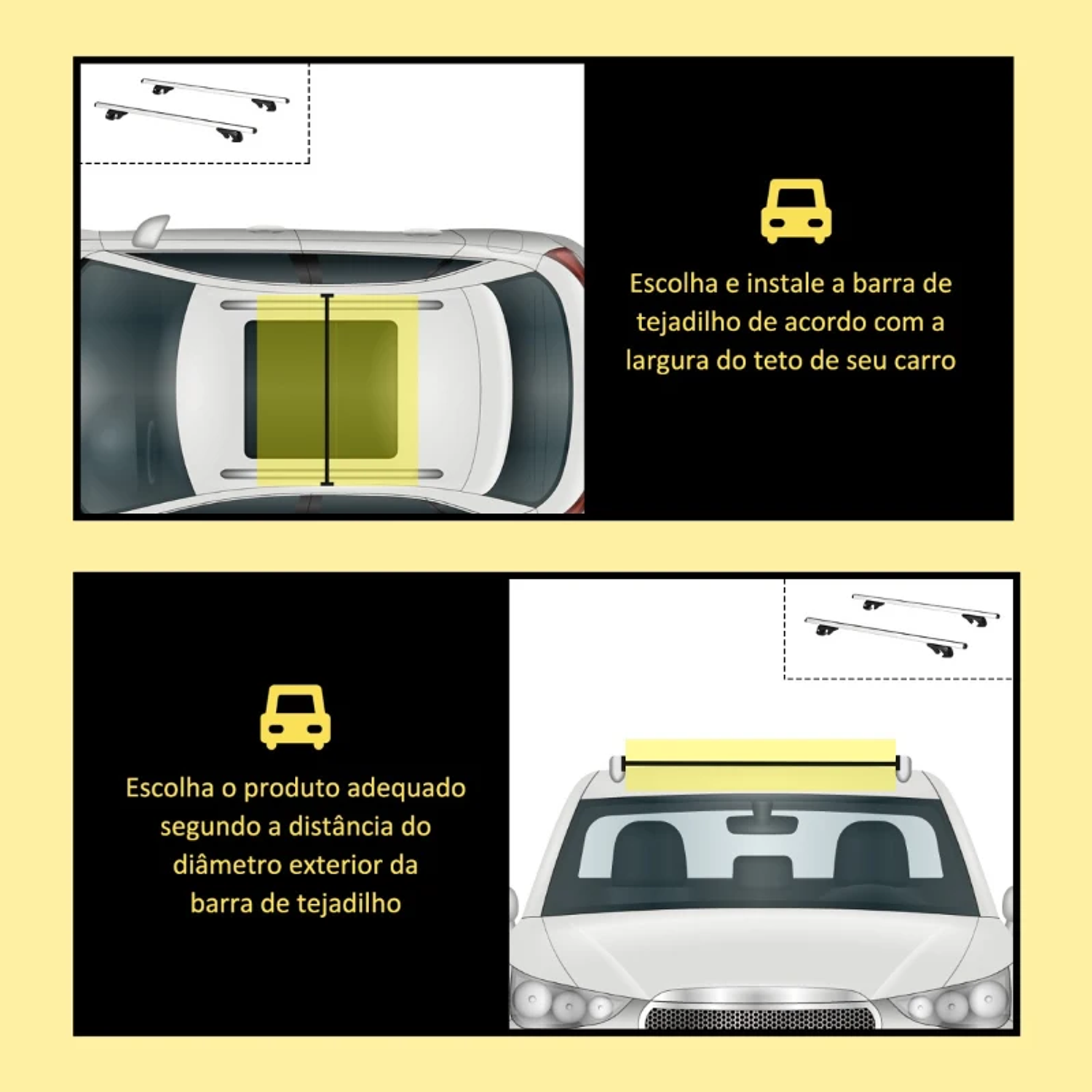 Barras de Tejadilho Universal para Carros Carris de Tejadilho com 135cm Trilho de Alumínio e Chave Carga 75kg Prata 6