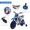 Electric Motorbike for Children over 3 Years 12V Children's Toy Motorbike with 2 Balance Wheels Max Speed 8km/h Soft Start 106.5x51.5x68cm