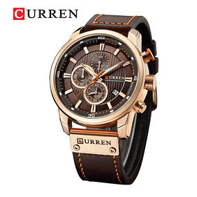 Relógio quartzo com cronógrafo de luxo masculino casual e desportivo LIGE/CURREN - Castanho