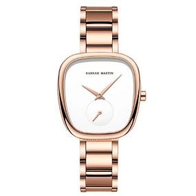 Reloj de pulsera para mujer de cuarzo Tonneau Design - Blanco