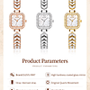 Reloj de cuarzo con pulsera de acero inoxidable, esfera de diamantes cuadrados de lujo