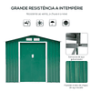 Garden Shed 213x130x185cm Outdoor Metallic Garden Shed with 2 Sliding Doors and 4 Light Brown Windows