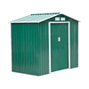 Garden Shed 213x130x185cm Outdoor Metallic Garden Shed with 2 Sliding Doors and 4 Light Brown Windows