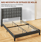 Cama 135x190 cm Estrutura de Cama com Cabeceira Estofada em Linho e Espaço de Armazenamento Debaixo da Cama Cinza - Thumbnail 8