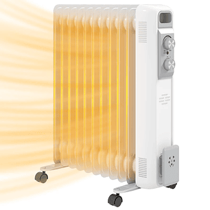 Aquecedor a Óleo Silencioso 2500W com Temperatura Ajustável 3 Ajustes de Aquecimento para 25 m² 29x49x62 cm Branco