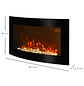  Lareira Elétrica de Parede com Efeito de Chama Realista Luzes LED e Potência Ajustável 1000W/2000W 89,2x13,5x48cm Preto - Miniatura 2