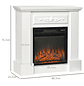 Lareira Elétrica 1800W com Efeito de Chama Realista Controlo Remoto Temporizador para Ambientes até 30 m² 80,7x22,5x76,5 cm Branco - Miniatura 2