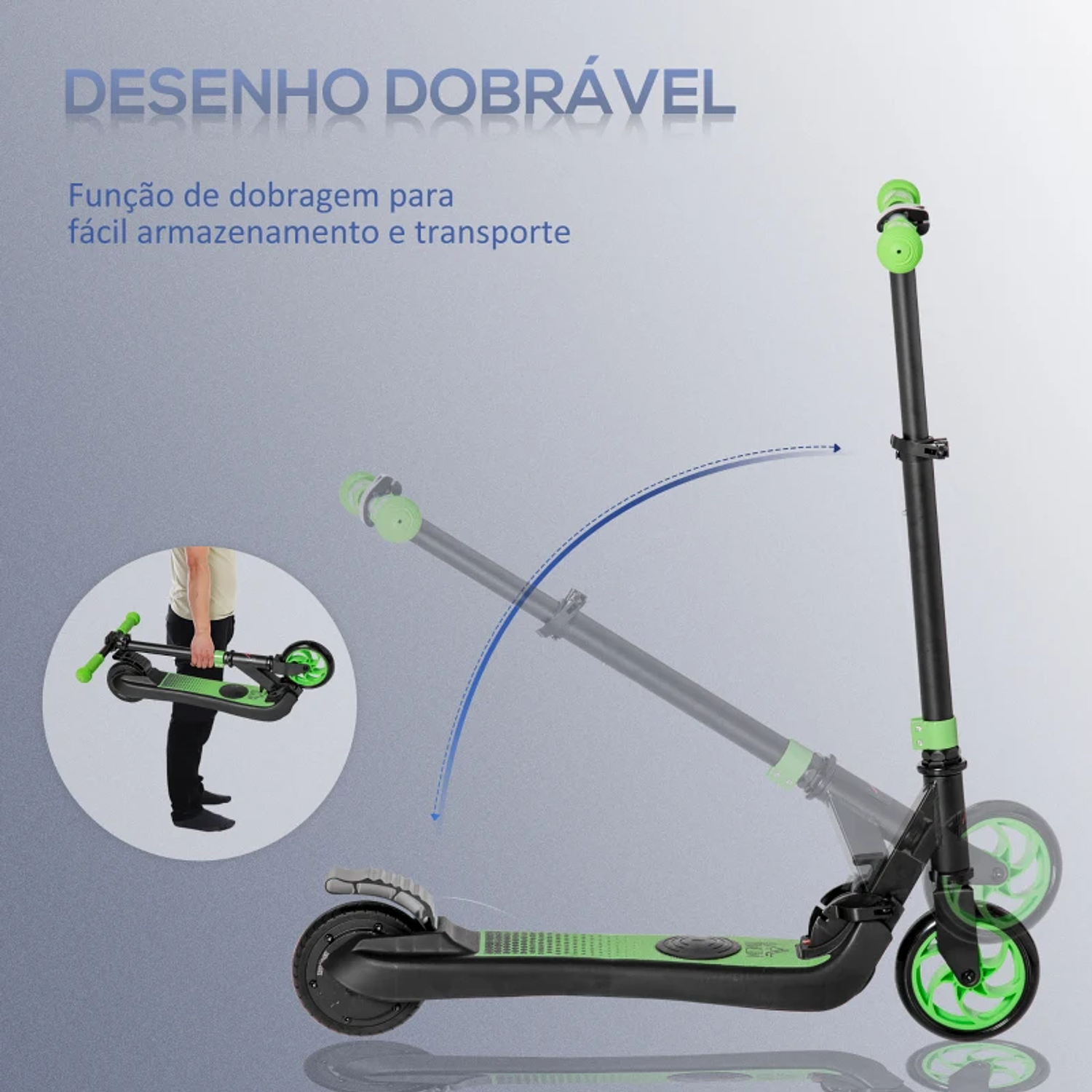 Trotinete Elétrica para Crianças acima de 6 Anos Trotinete Elétrica Dobrável com Altura Ajustável Bateria 24V Velocidade Máxima 8km/h Carga Máxima 50kg 71x36,5x75-80cm 8