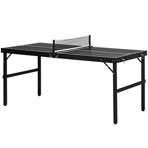 Mesa de Ping Pong Dobrável com Estrutura de Alumínio Portátil para Interior e Exterior 152x76x72 cm Preto