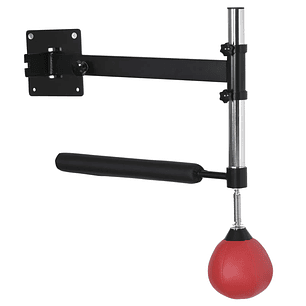  Punching Ball de Boxe Montado na Parede Altura Ajustável com Barra Giratória e Inflador 79x72x20cm Preto e Vermelho