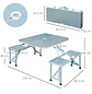 Mesa de Campismo Dobrável com 4 Assentos Orifício para Chapéu de Sol e Estrutura de Alumínio para Praia Piquenique 136x85,5x66cm Prata - thumbnail 2