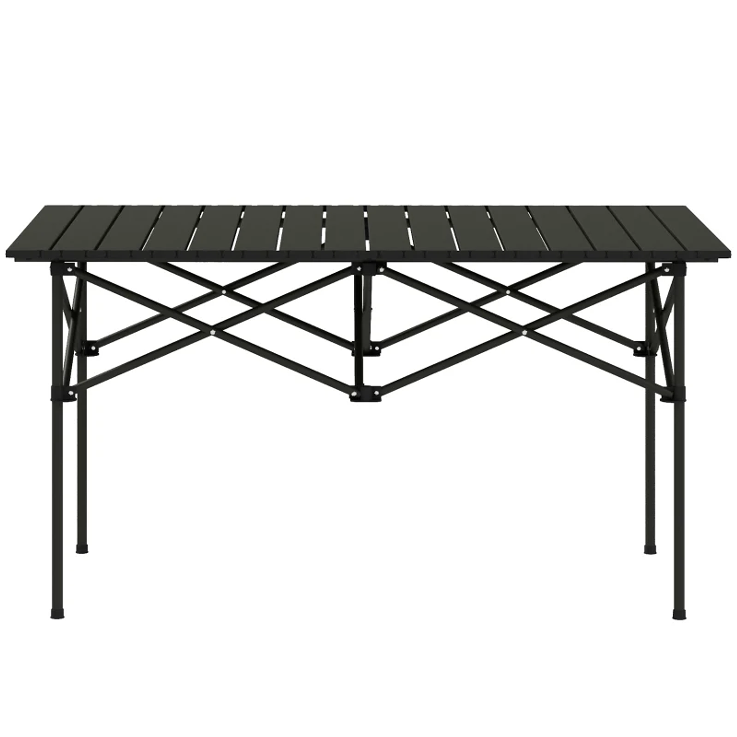 Mesa de Campismo Dobrável de Metal com Tampo Enrolável e Bolsa de Transporte Mesa de Piquenique Portátil 95x55x50 cm Preto 1