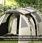 Tenda de Campismo Familiar para 4-5 Pessoas com 2 Quartos 5 Portas e Bolsa de Transporte Impermeável 460x230x180 cm Caqui - Thumbnail 8