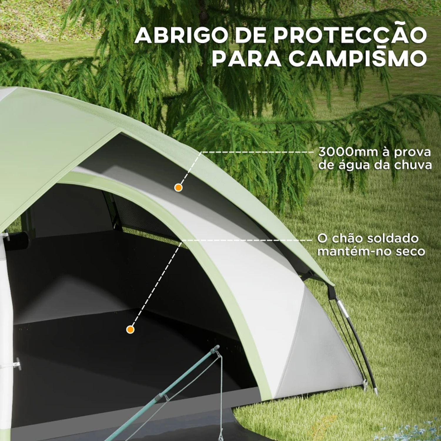 Tenda de Campismo Dobrável para 2 Pessoas com Janela e Bolsa de Transporte Impermeável 3000 mm 210x110x150 cm Verde 6