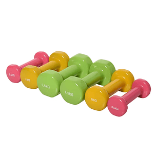 Conjunto de 6 Halteres Hexagonais 3 Pares de 1,5kg, 1kh e 0,5kg Conjunto de Halteres com Maleta de Transporte para Exercícios em Casa Academia Multicor