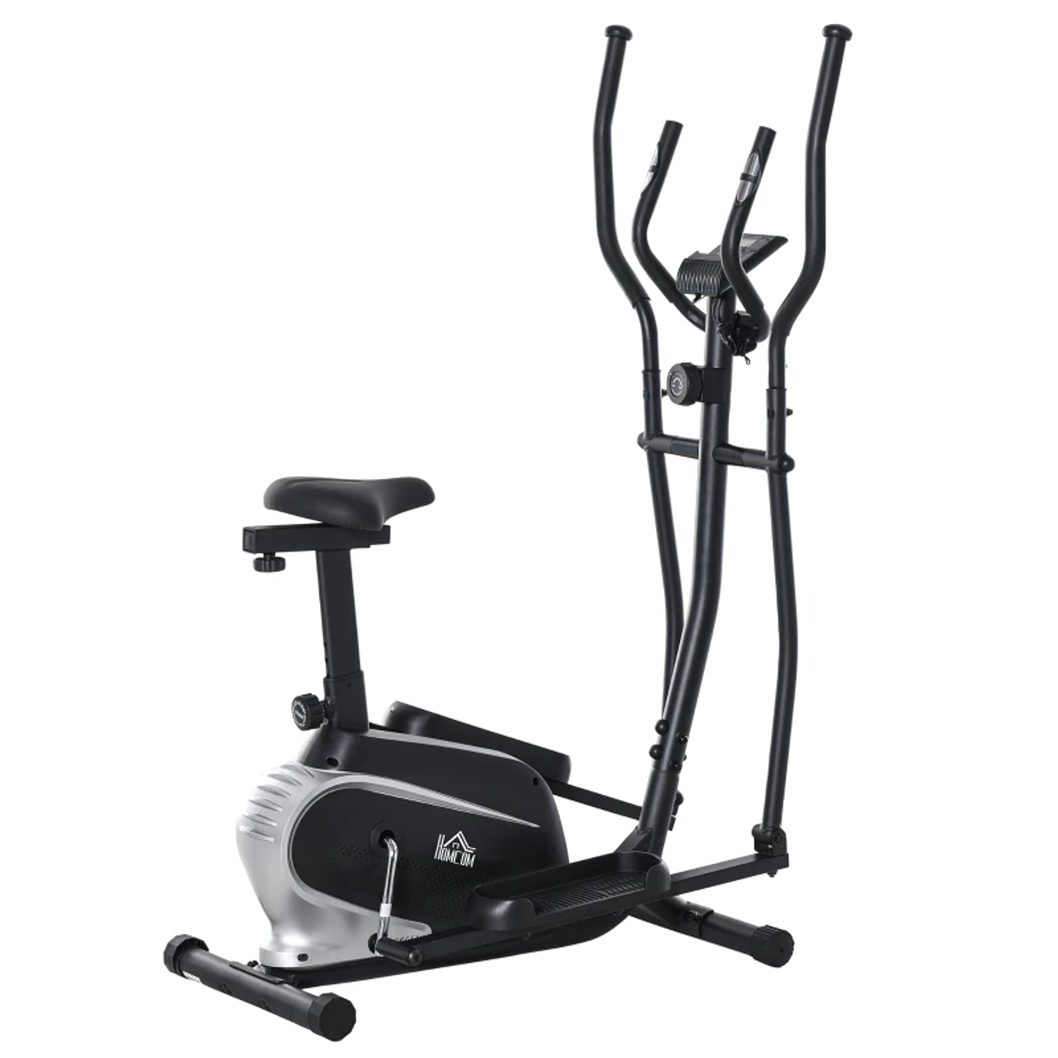 Bicicleta elíptica de fitness com Resistência Magnética Ajustável Tela LCD Sela Ajustável Monitor de Frequência Cardíaca e Volante 3 kg 103x62x151 cm Preto 9