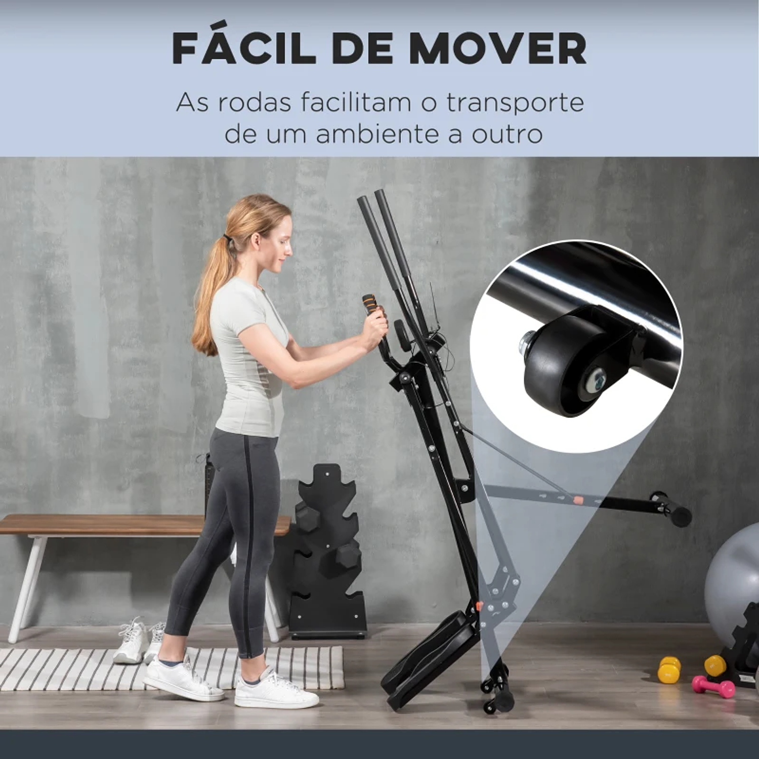 Bicicleta Elíptica com Ecrã LCD Resistência Ajustável Sensor de Frequência Cardiaca e Rodas 90x62x150 cm Preto 5