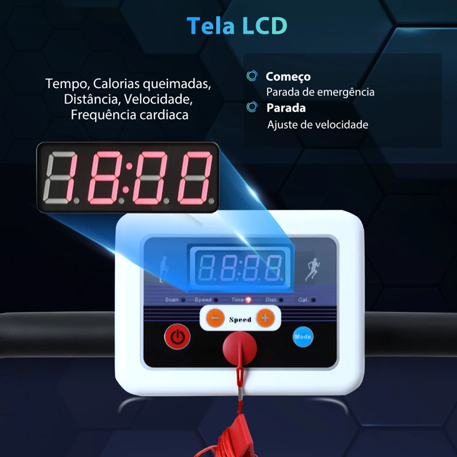 Passadeira Elétrica Dobrável Passadeira Elétrica com Velocidade 1-10km/h com Ecrã LCD e Carga Máxima 110kg para Casa Escritório 125x61x118 cm 8