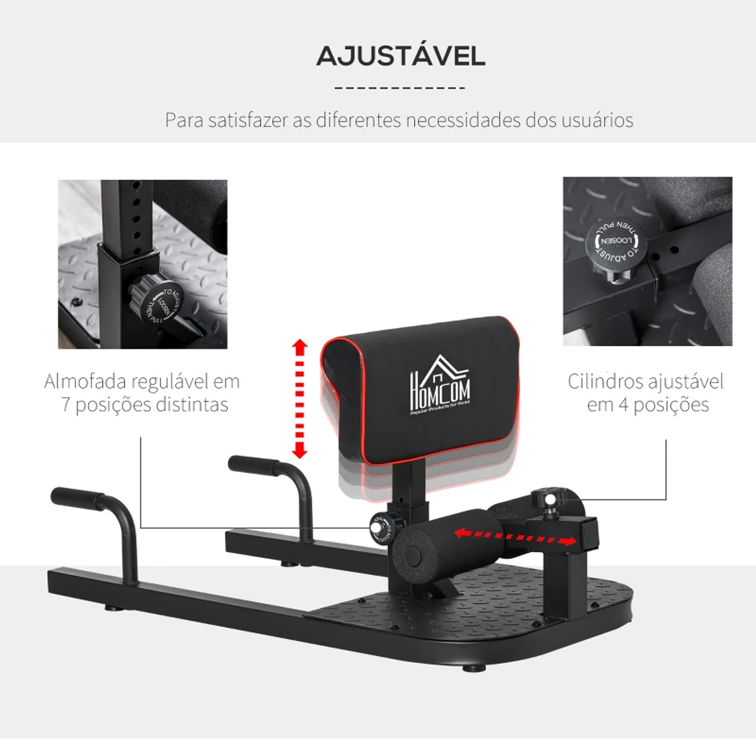 Sissy Squat 3 em 1 Máquina de Agachamento para Exercícios de Abdominais Flexões Agachamentos 50x97x56,5cm 4