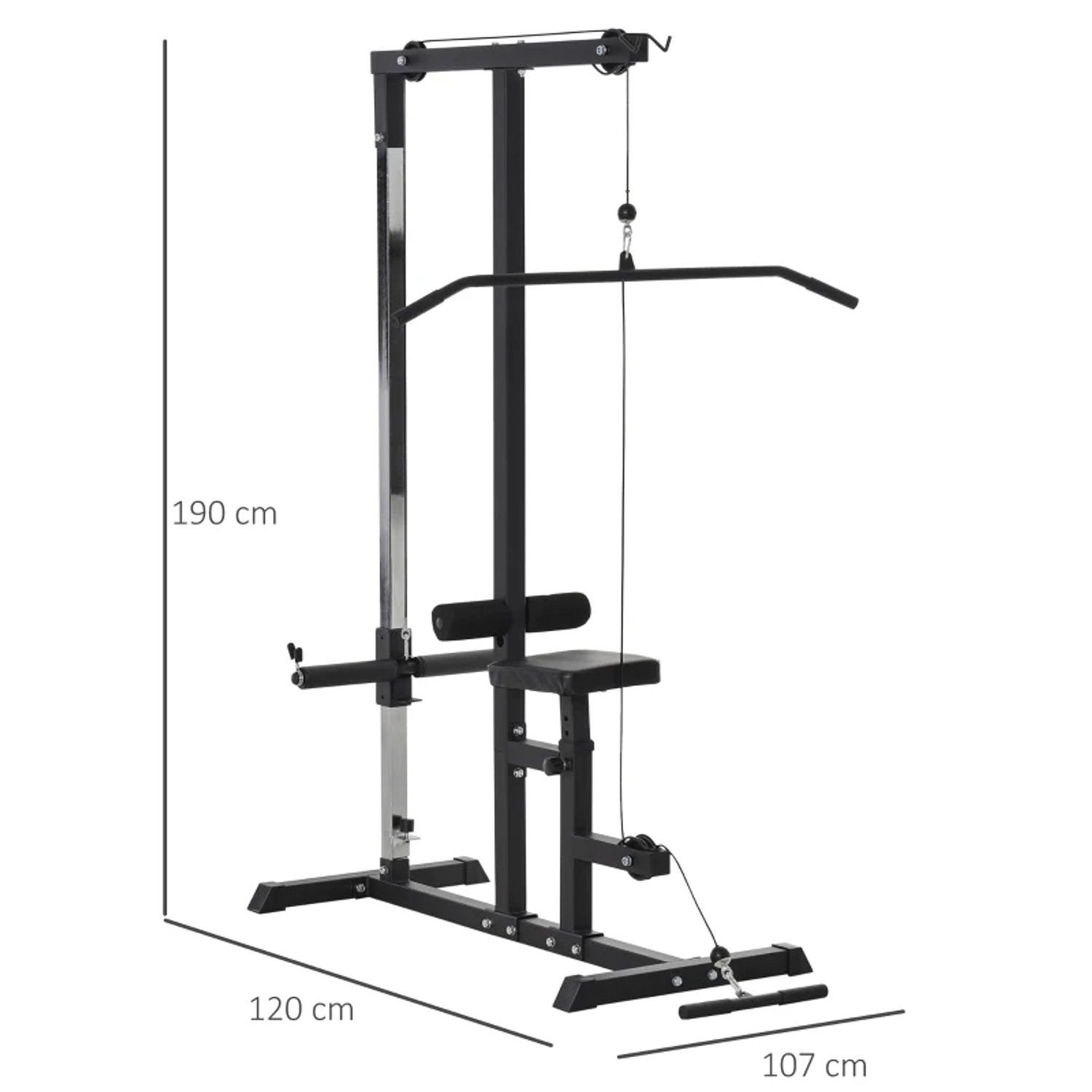 Máquina de Musculação Estação de Treinamento com Poleia e Assento Ajustável em Altura para Treinamento em Casa Academia Escritório Carga Máxima 100kg 107x120x190cm 2