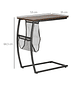 Mesa Auxiliar para Sofá e Cama em Forma de C com Bolso de Armazenamento Mesa Lateral de Estilo Industrial 52x35x64,5cm Marrom Rústico - Miniatura 2