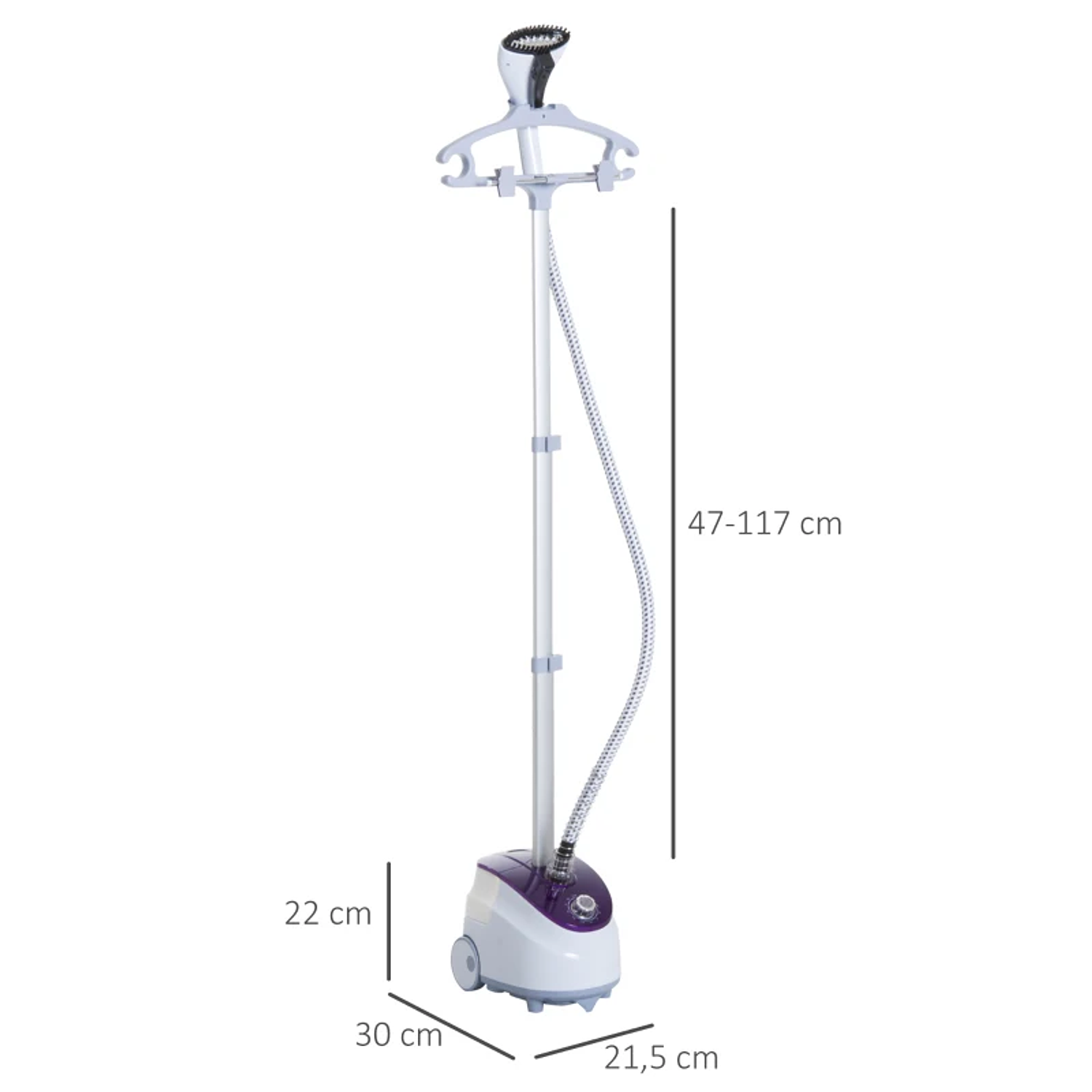 Ferro de Engomar a Vapor com Depósito de 1,8L e Temperatura Ajustável em 11 Níveis 21,5x30x150 cm 2