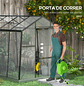 Estufa de Jardim de Policarbonato 2,54x1,92x2,04 m com Janela Ajustável Porta de Correr para Cultivo Transparente e Preto - Thumbnail 7