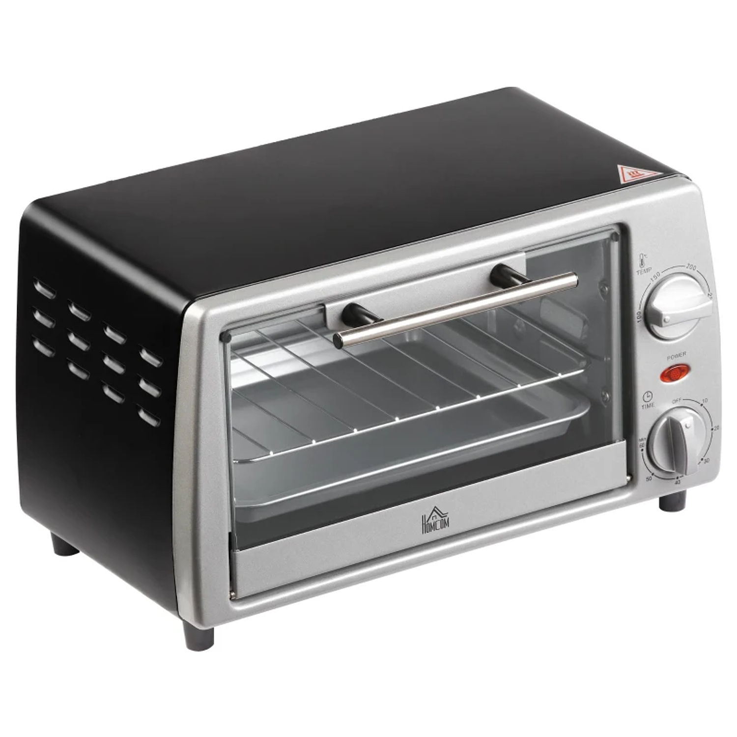 Mini Forno Elétrico de 10 Litros 750W com Temperatura até 230 °C Temporizador 60 Minutos Bandeja e Grade 36,5x26x22cm Preto e Prata 5