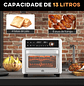 Mini Forno Elétrico Multifuncional de 13L 1200W com 12 Modos Temporizador e Temperatura Ajustável 33,5x32x32,5 cm Branco - Thumbnail 6