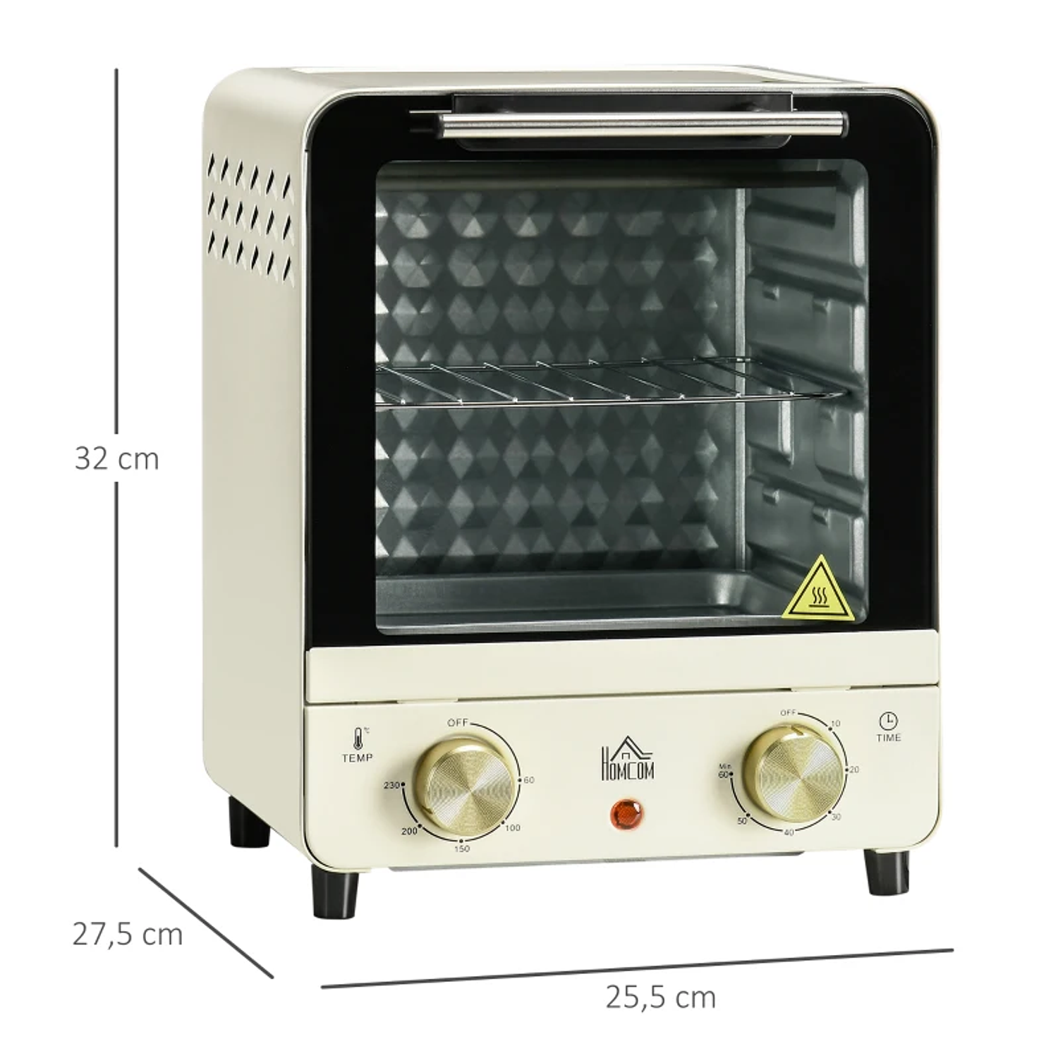 Mini Forno Elétrico 15 Litros 1000W com Temperatura até 230°C e Temporizador 60 Minutos 25,5x27,5x32cm Creme 2