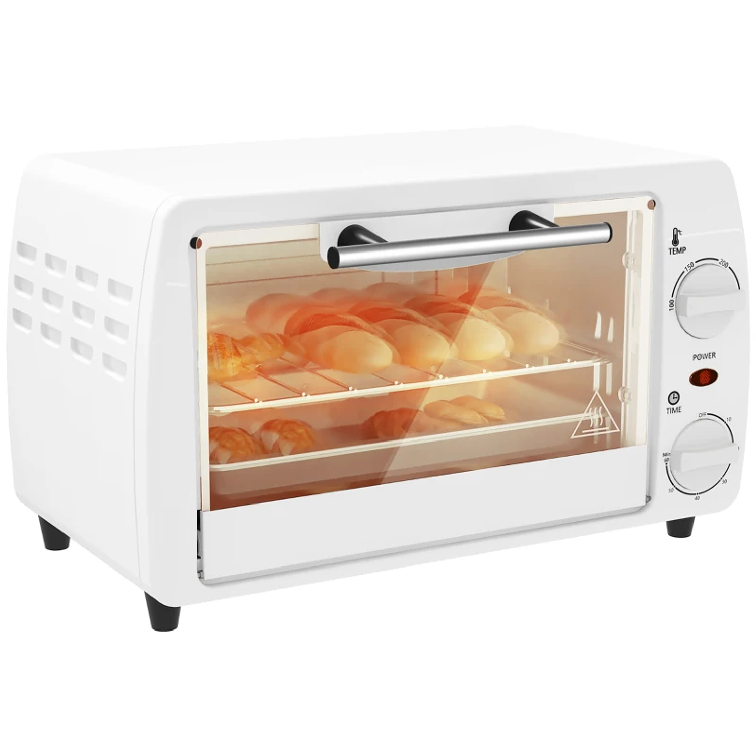 Mini Forno Elétrico 10 Litros 750W com Temperatura até 230 °C Temporizador 60 Minutos Bandeja e Grade 36,5x26x22 cm Branco 1