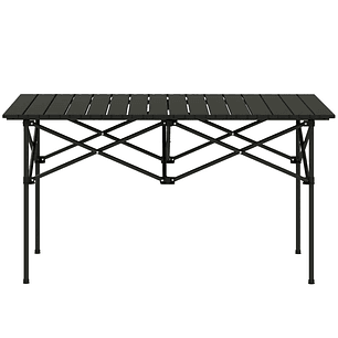 Mesa de Campismo Dobrável de Metal com Tampo Enrolável e Bolsa de Transporte Mesa de Piquenique Portátil 95x55x50 cm Preto