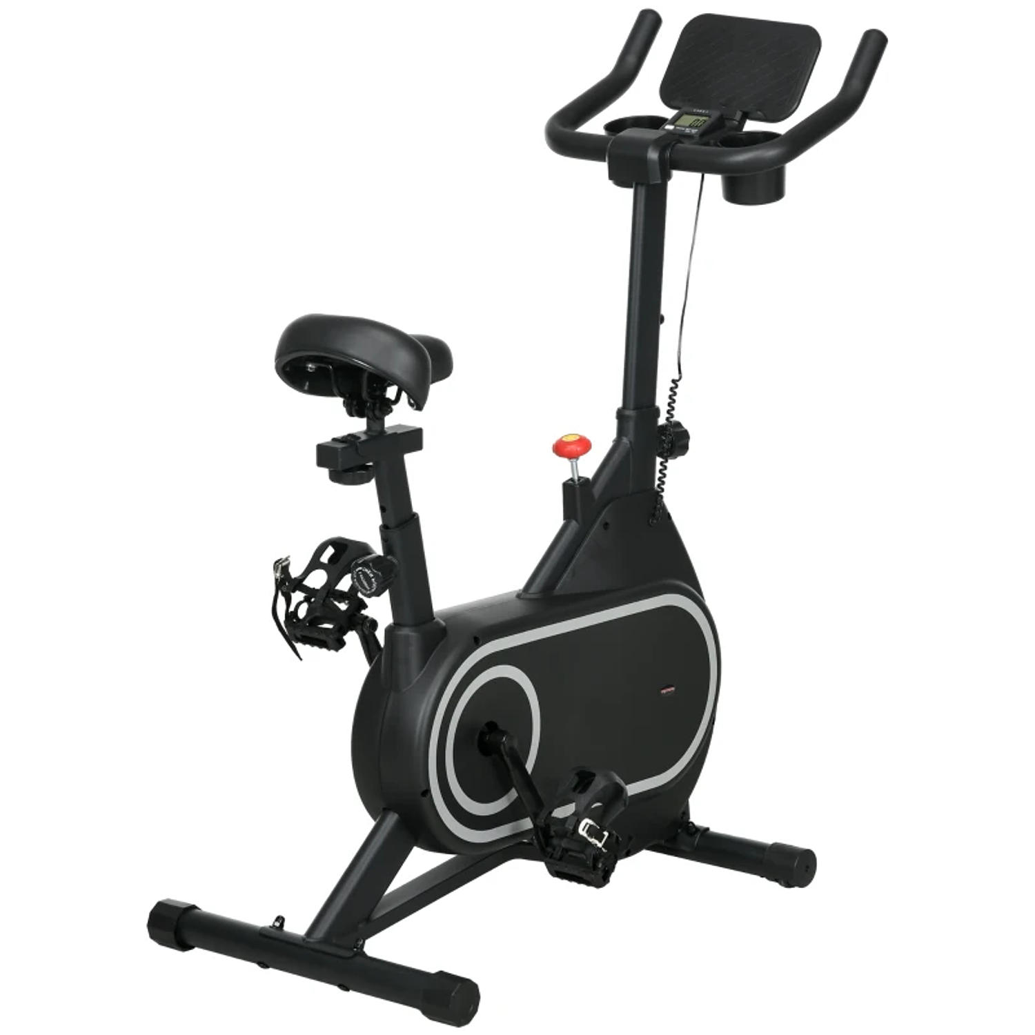  Bicicleta Estática com Ecrã LCD Assento e Guiador Ajustáveis Volante 4 kg e Porta Garrafa 93x48,5x102-112 cm Preto 2