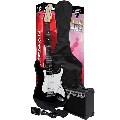 Pack Guitarra Eléctrica Freeman Full Rock Stratocaster - Black