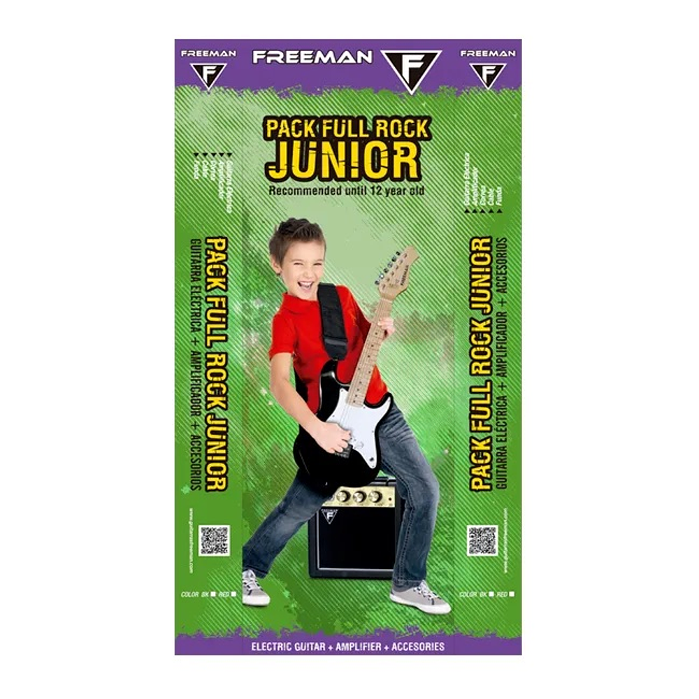 Pack Guitarra Eléctrica Freeman Full Rock Junior Stratocaster - Black