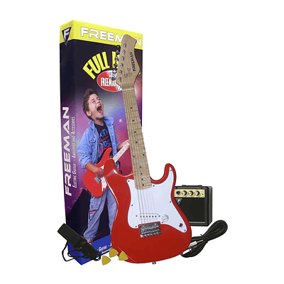 Pack Guitarra Eléctrica Freeman Full Rock Junior Stratocaster - Red