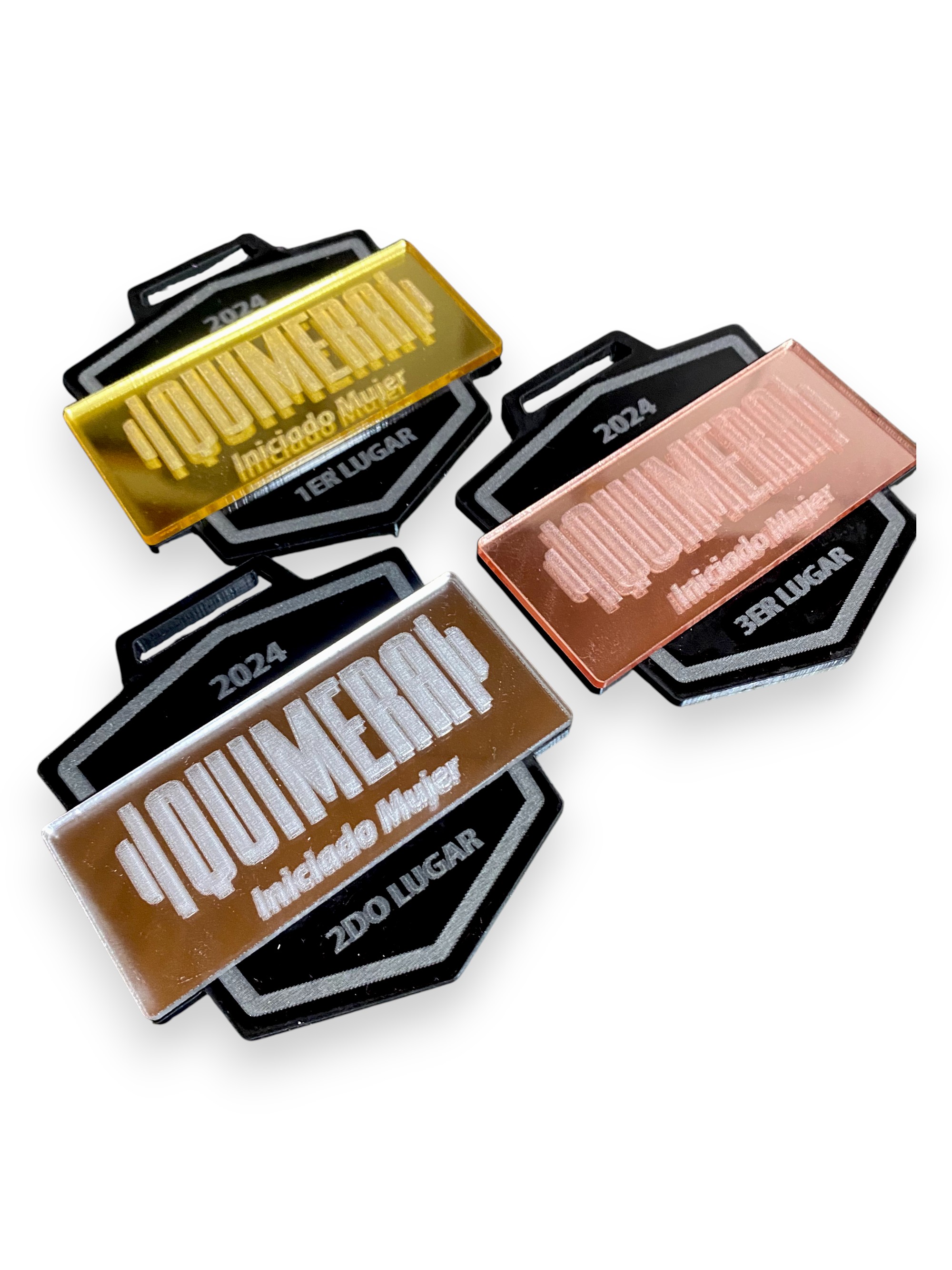 Medalla Acrílico Blanco Sublimable 3mm Diseño Octágono Ondulado