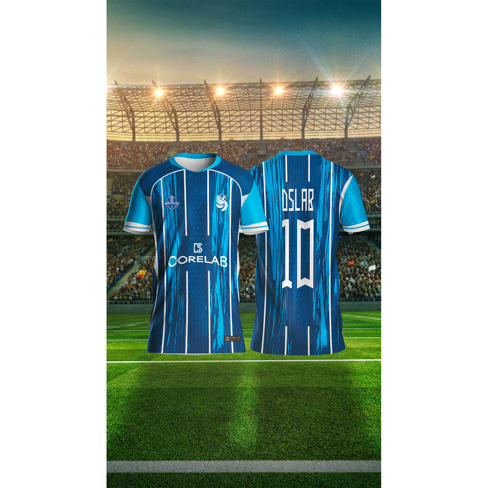 Arte Azul Esportiva com Listras Brush Stroke • Arquivo Vetorial para Sublimação e Camisas • Design Exclusivo 3