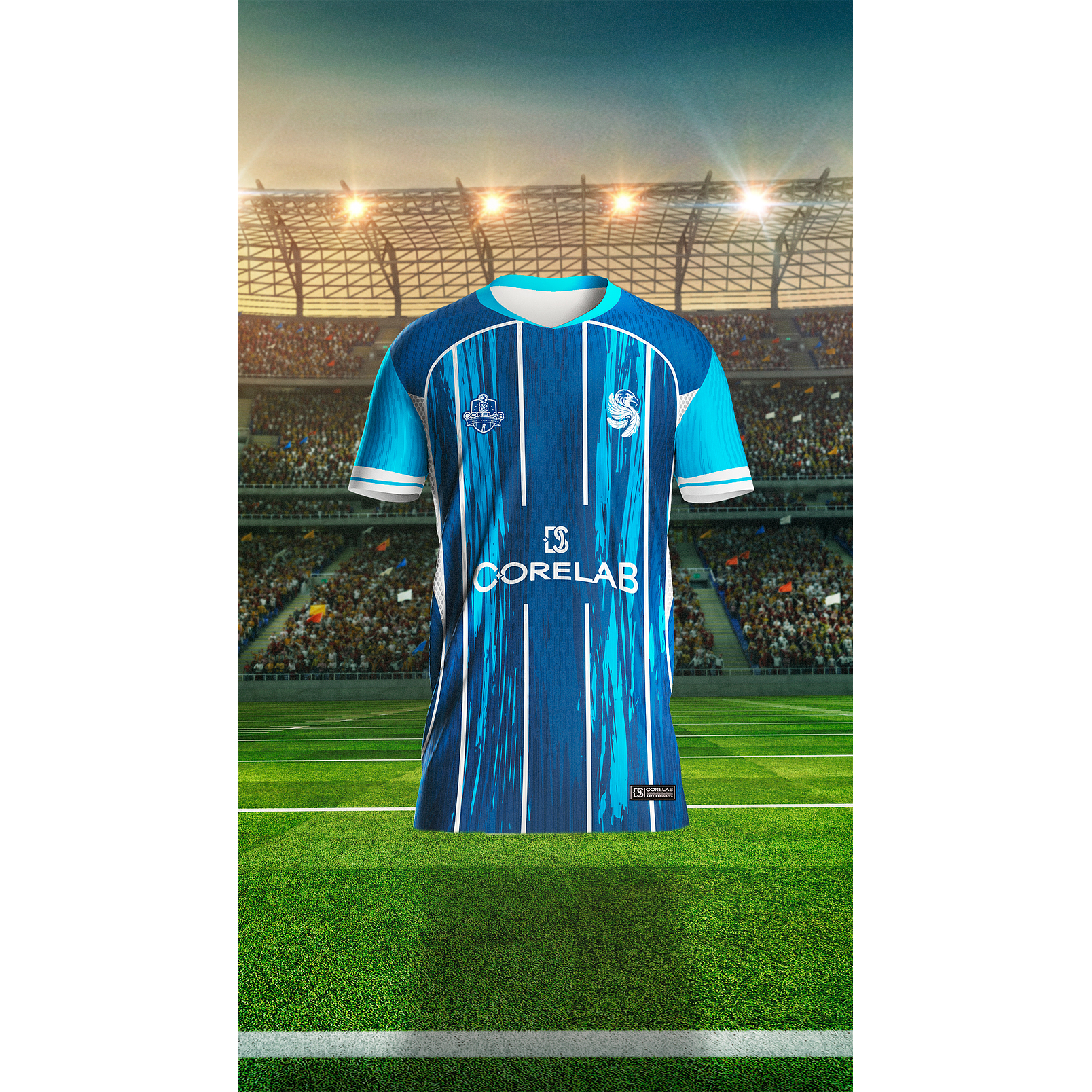 Arte Azul Esportiva com Listras Brush Stroke • Arquivo Vetorial para Sublimação e Camisas • Design Exclusivo 1