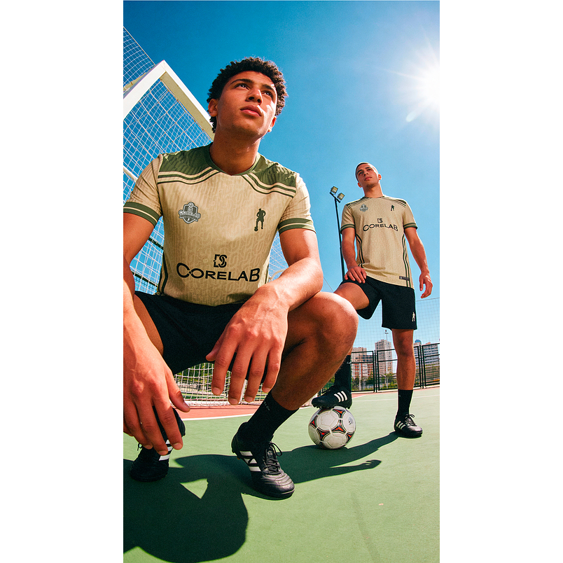 Layout Estampa Esportiva Geométrica Bege • Arte Vetorial para Interclasse e Futebol Amador • Arquivo Digital Premium 5