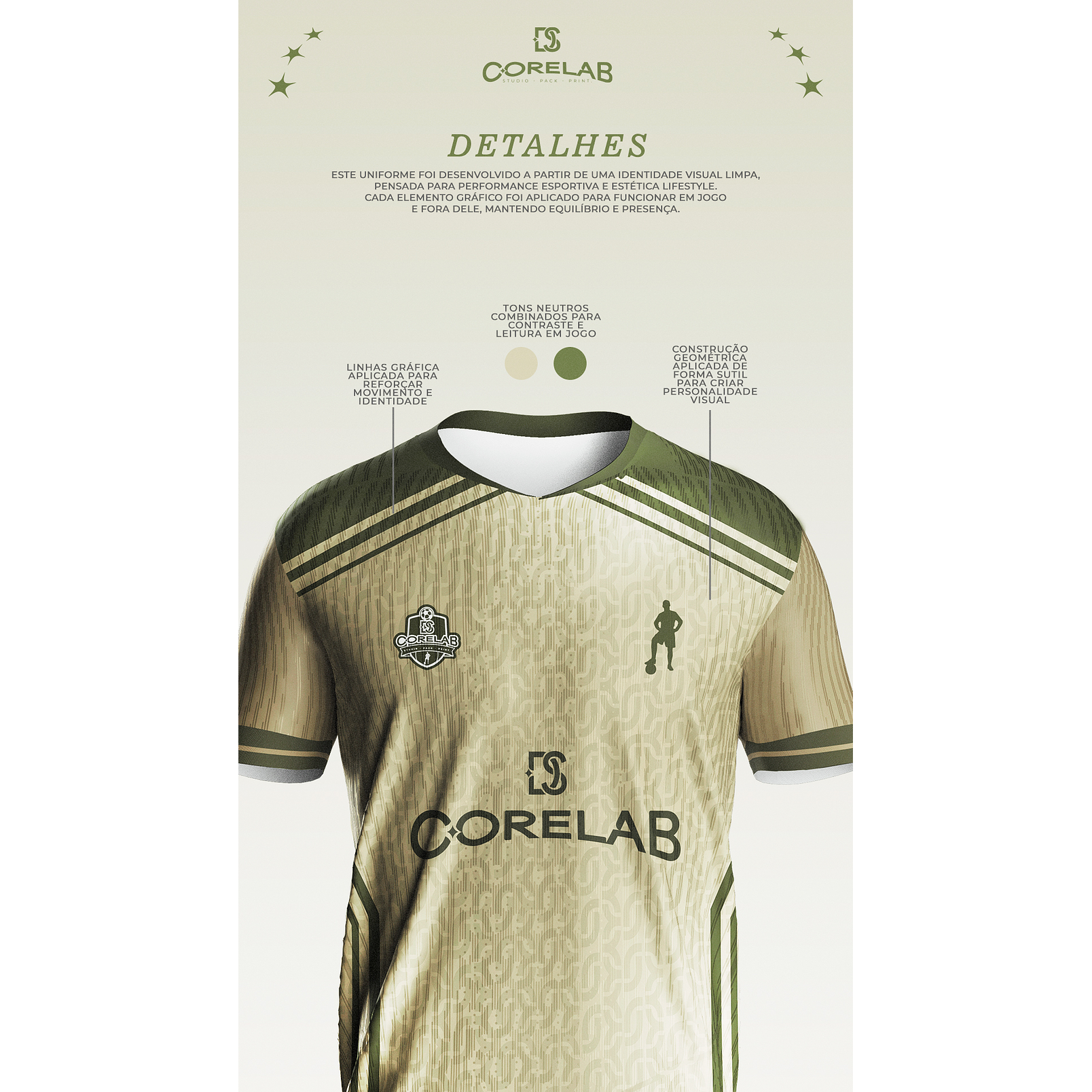 Layout Estampa Esportiva Geométrica Bege • Arte Vetorial para Interclasse e Futebol Amador • Arquivo Digital Premium 2