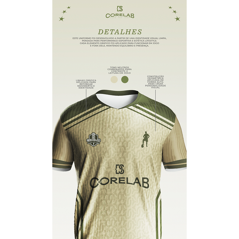 Layout Estampa Esportiva Geométrica Bege • Arte Vetorial para Interclasse e Futebol Amador • Arquivo Digital Premium 2