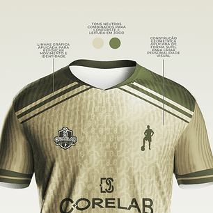 Layout Estampa Esportiva Geométrica Bege • Arte Vetorial para Interclasse e Futebol Amador • Arquivo Digital Premium