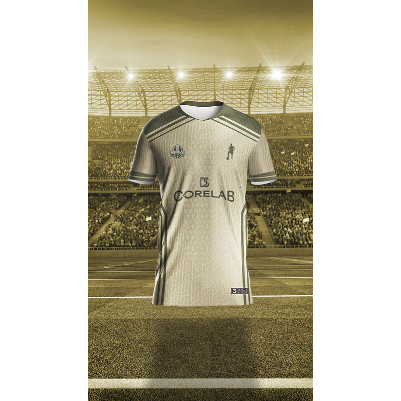 Layout Estampa Esportiva Geométrica Bege • Arte Vetorial para Interclasse e Futebol Amador • Arquivo Digital Premium 1